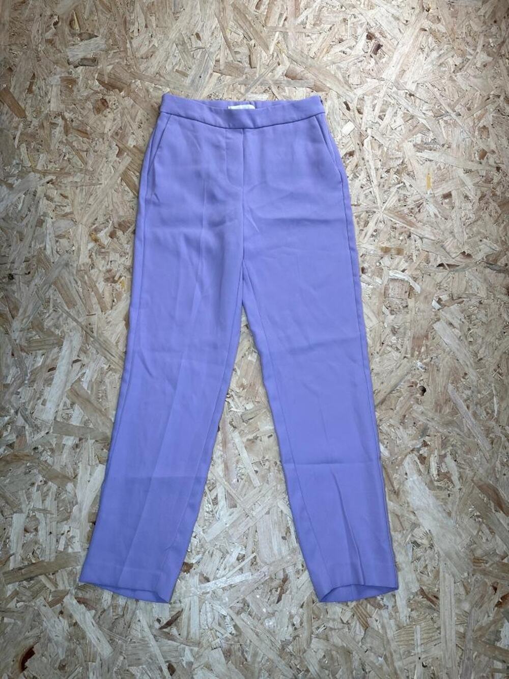 Mango MNG Purple Dress Pants Womens Size XS Lavender Crepe Tailored Trousers